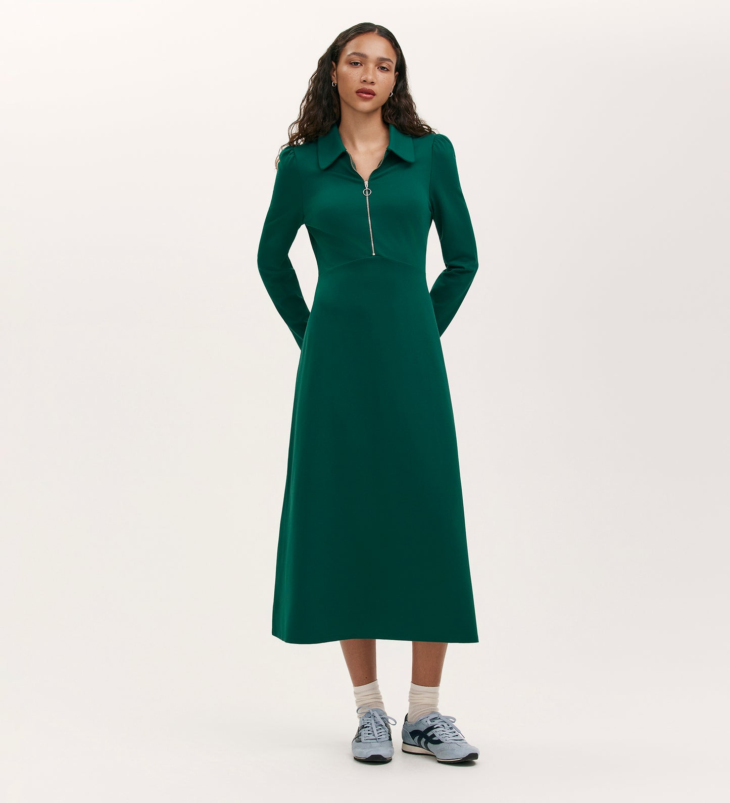 Elvira Bottle Green Jersey Midi Dress