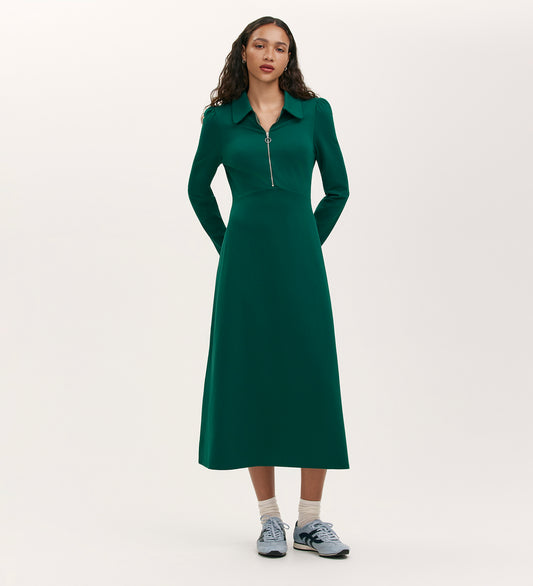 Elvira Bottle Green Jersey Midi Dress