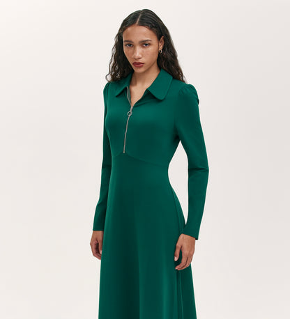 Elvira Bottle Green Jersey Midi Dress