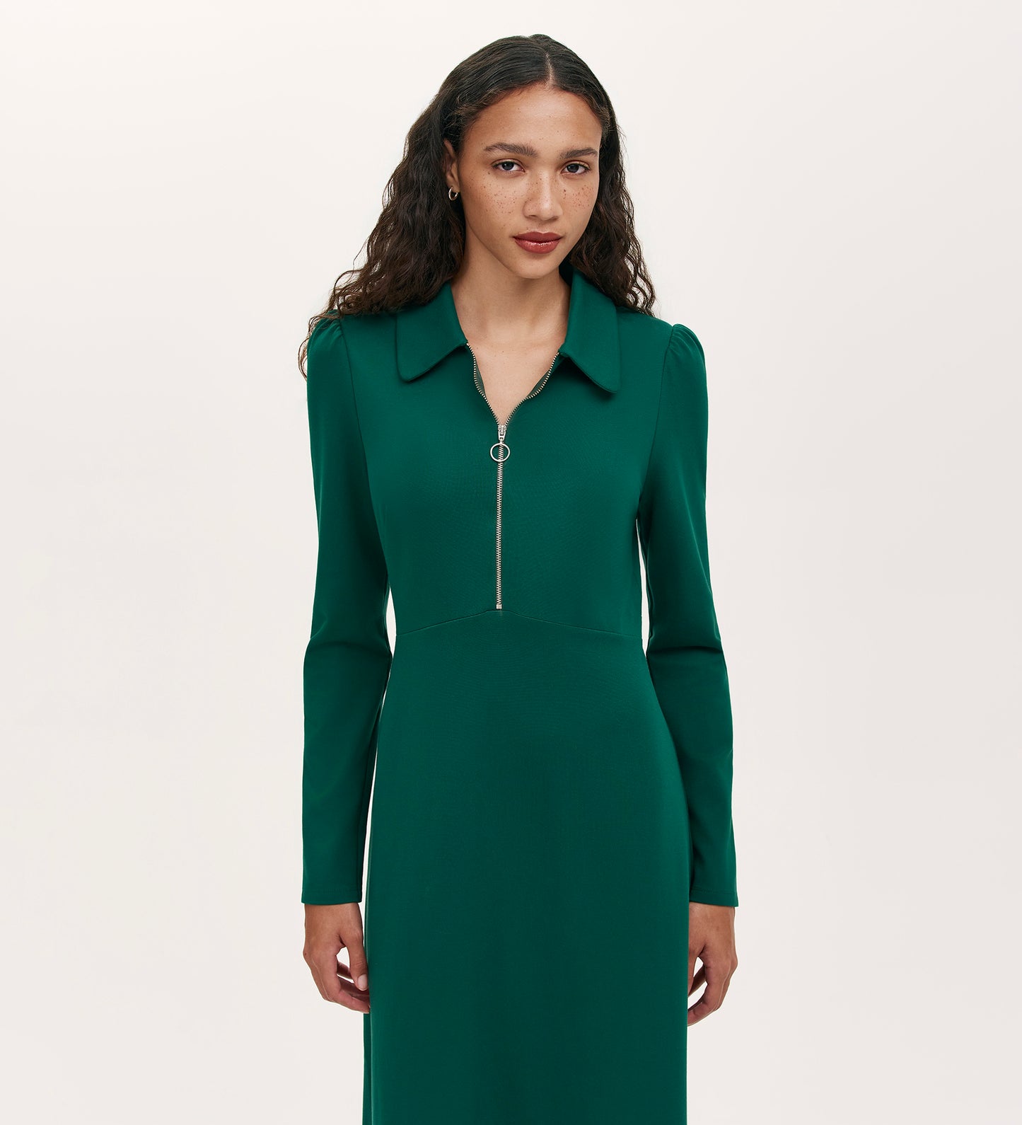 Elvira Bottle Green Jersey Midi Dress