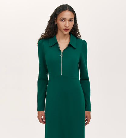 Elvira Bottle Green Jersey Midi Dress