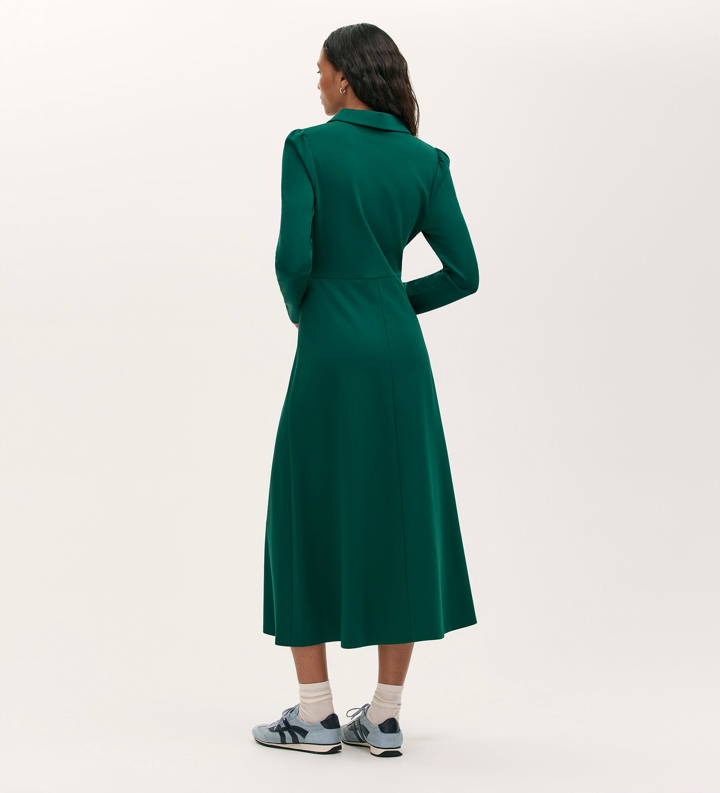 Elvira Bottle Green Jersey Midi Dress