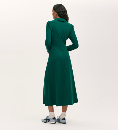 Elvira Bottle Green Jersey Midi Dress