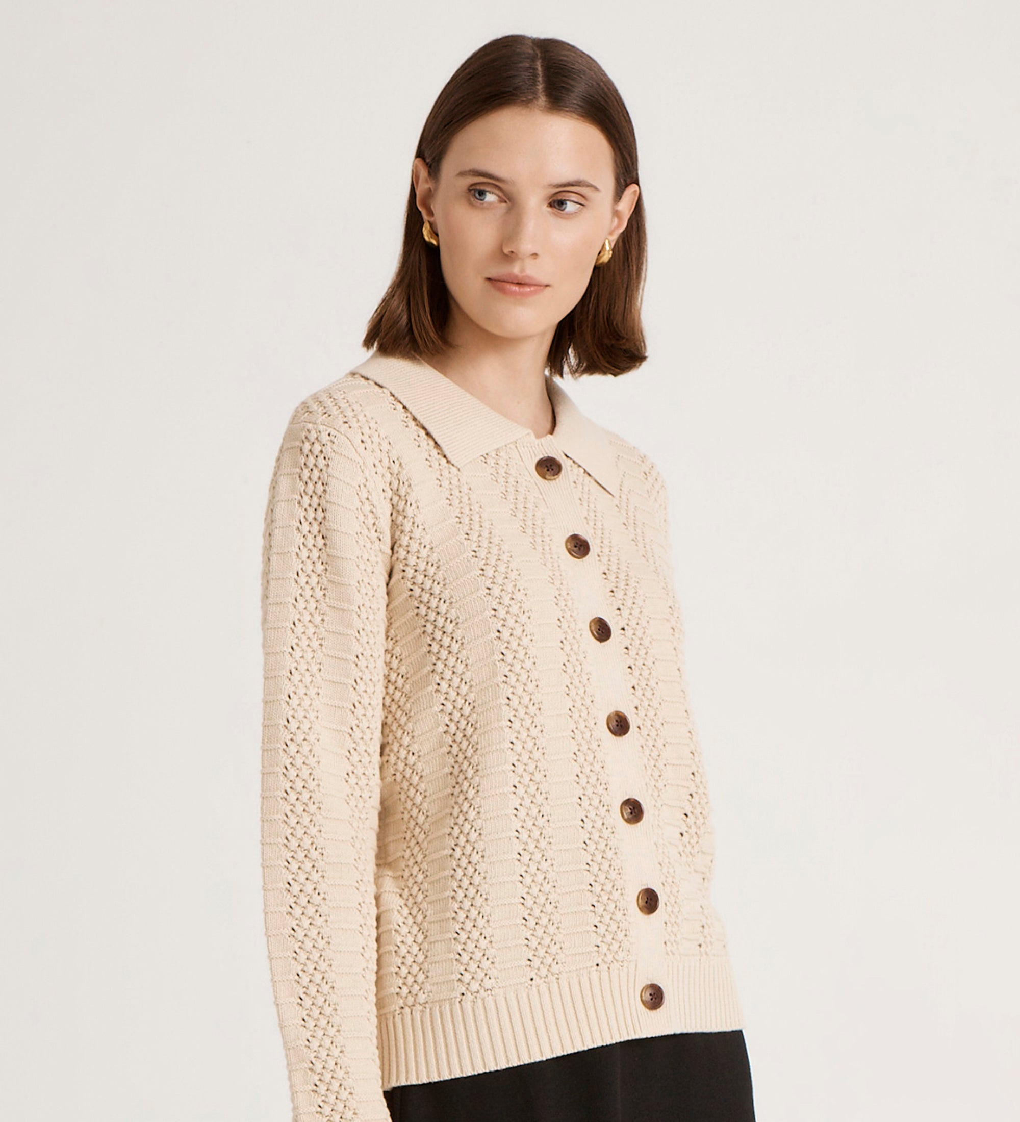 Polo Neck Jumper | Cream Knit Cardigan | Finery London