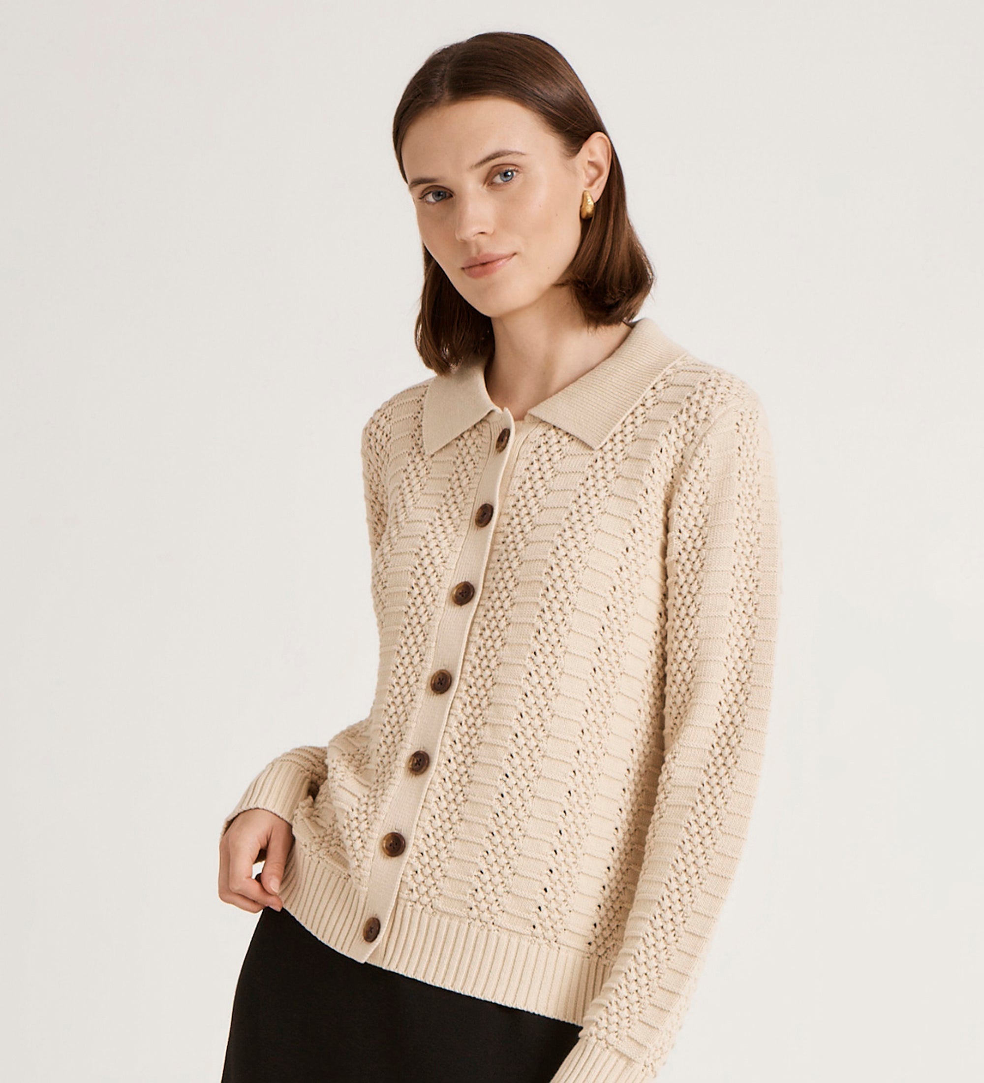 Polo Neck Jumper | Cream Knit Cardigan | Finery London