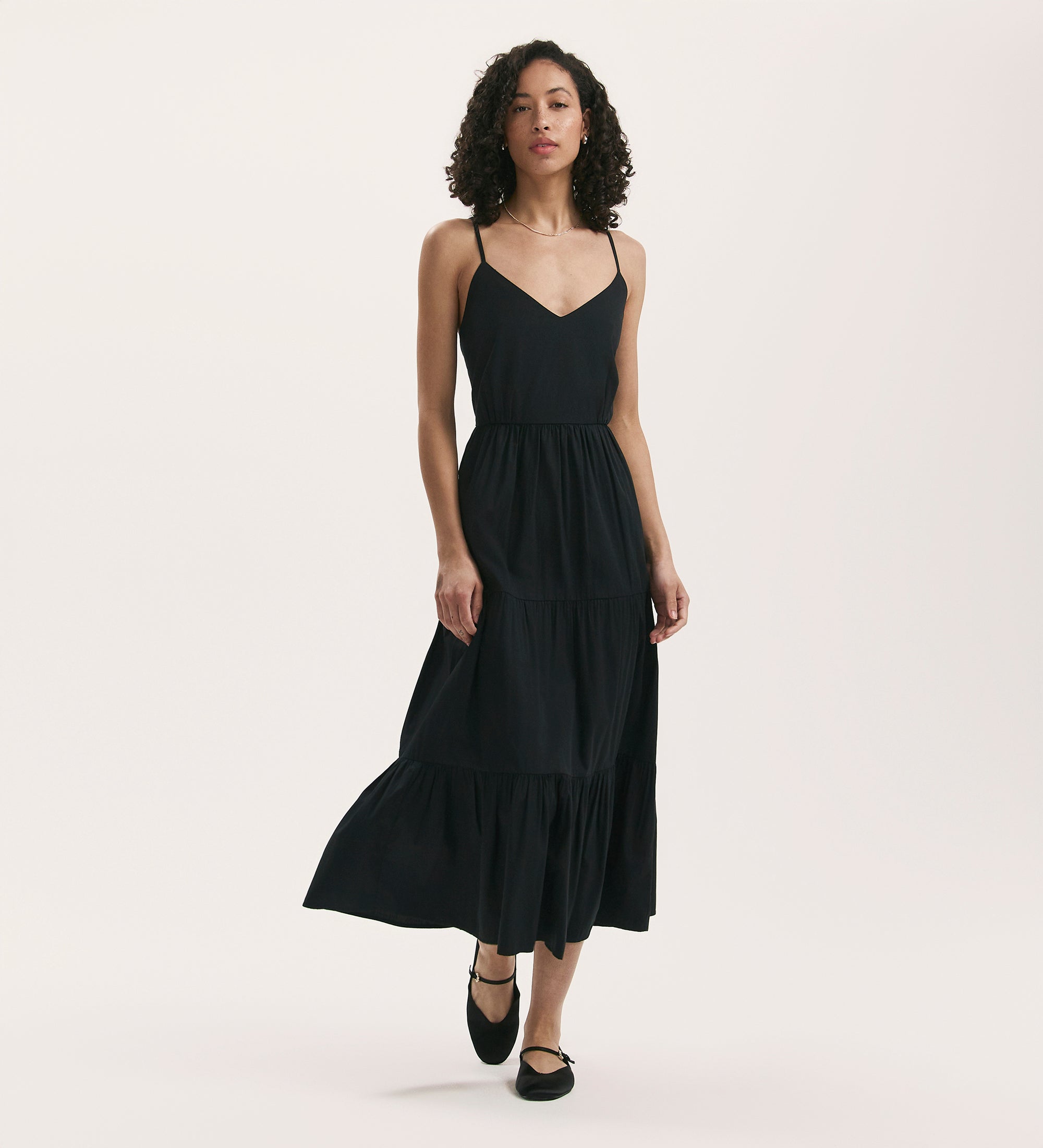 Emmie Black Cotton Midi Dress – Finery London