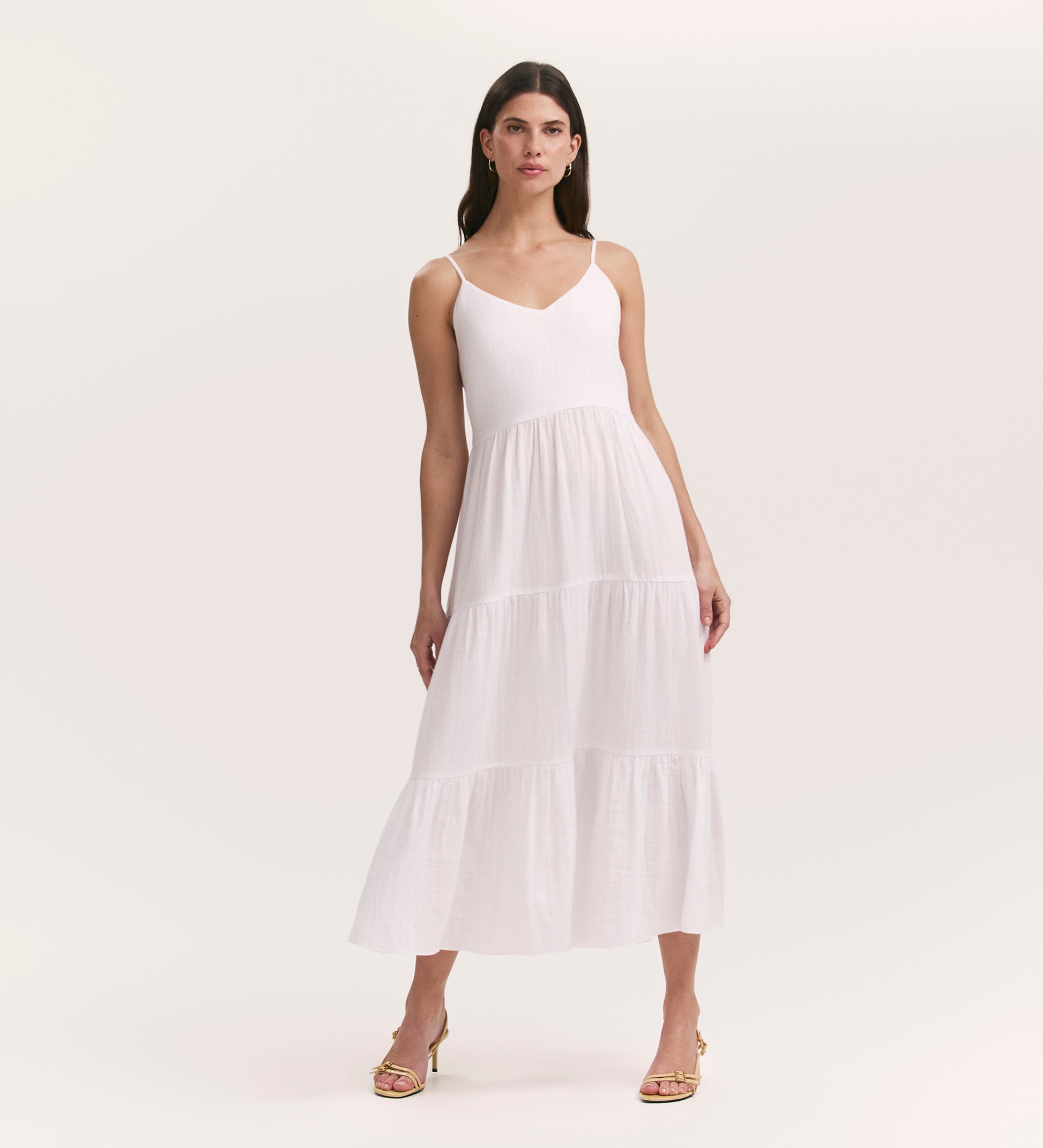Emmie White Cotton Midi Tiered Dress Finery London Emmie White Cotton Midi Tiered Dress Finery London