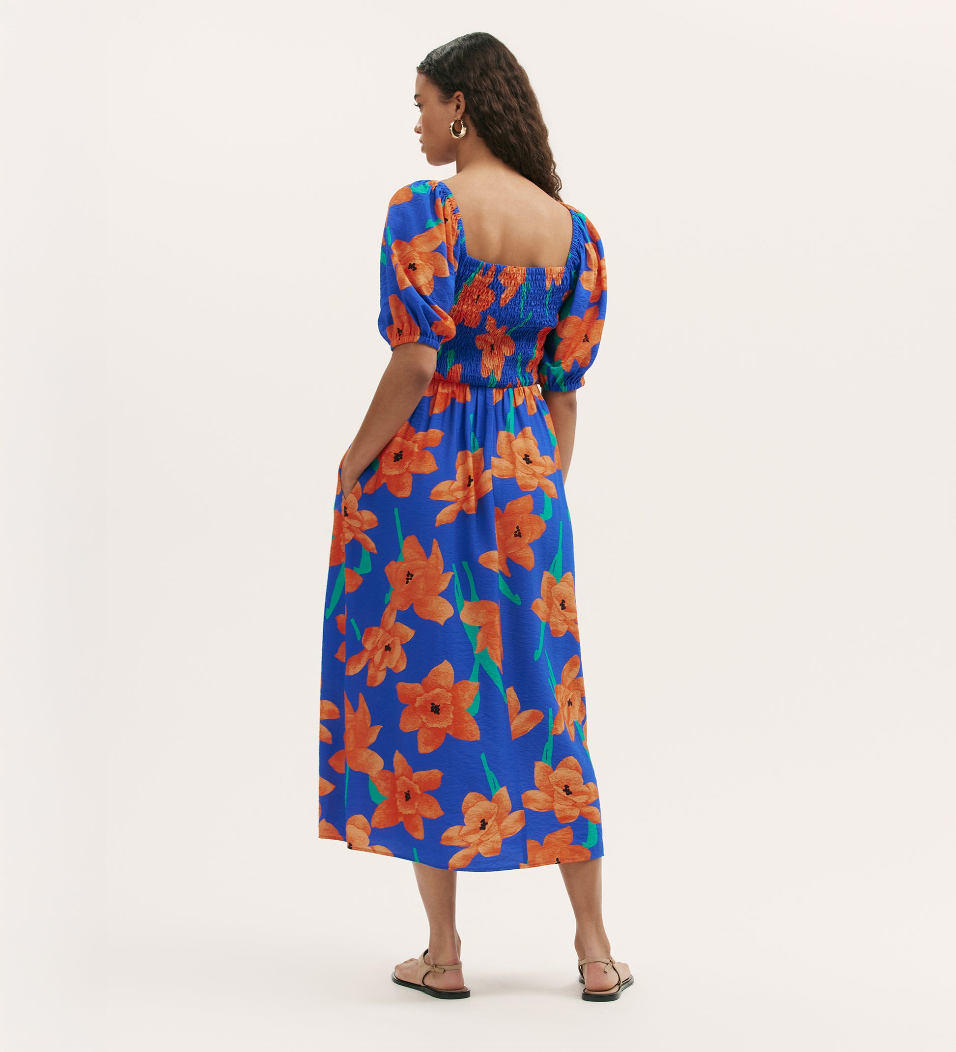 Enzo Blue Floral Midi Dress – Finery London Enzo Blue Floral Midi Dress – Finery London