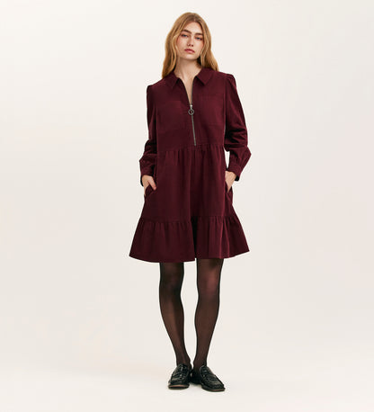 Erin Burgundy Corduroy Short Dress