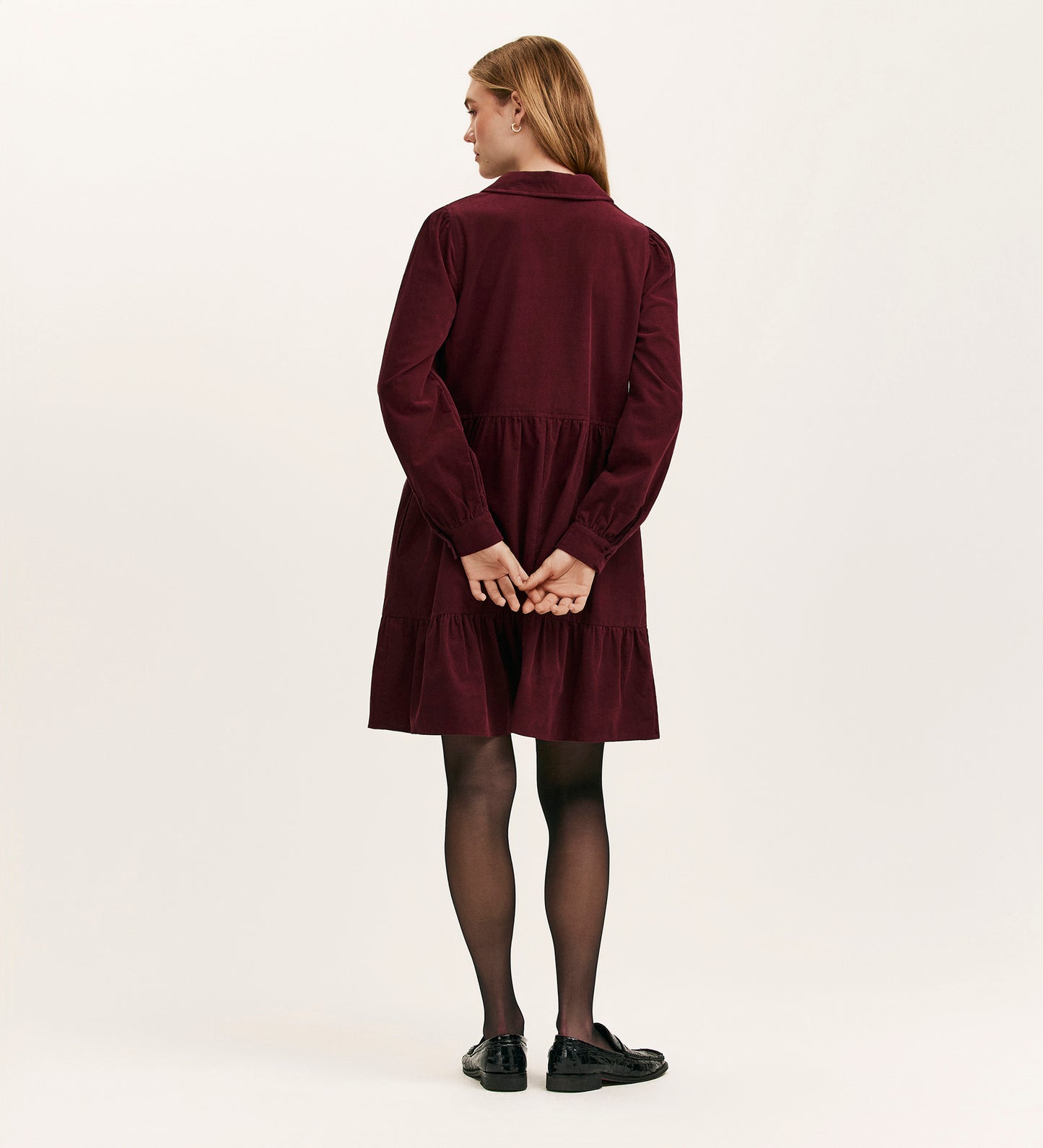Erin Burgundy Corduroy Short Dress