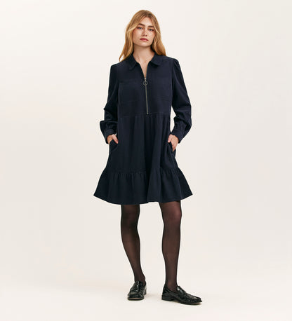 Erin Navy Corduroy Short Dress