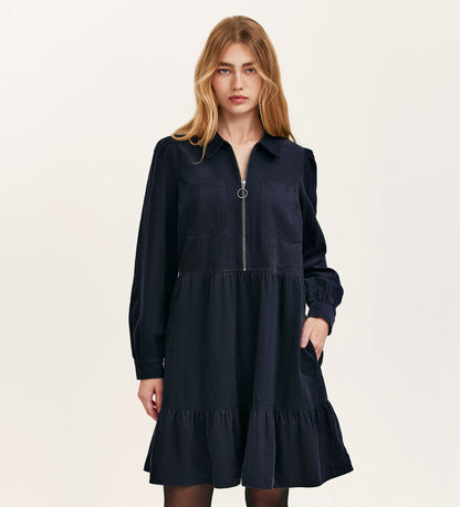 Erin Navy Corduroy Short Dress