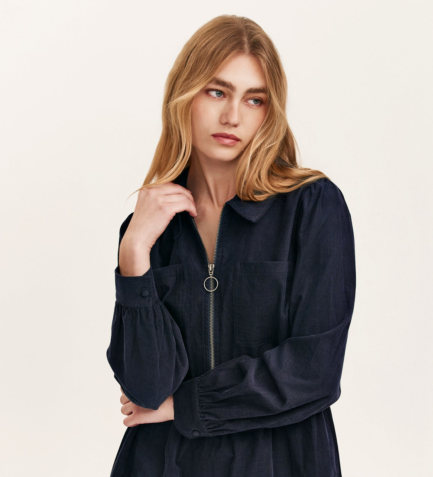 Erin Navy Corduroy Short Dress