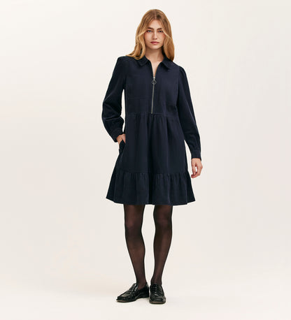 Erin Navy Corduroy Short Dress