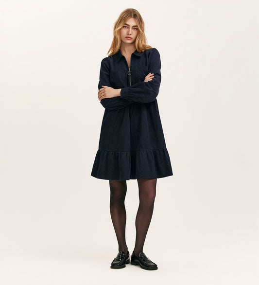 Erin Navy Corduroy Short Dress