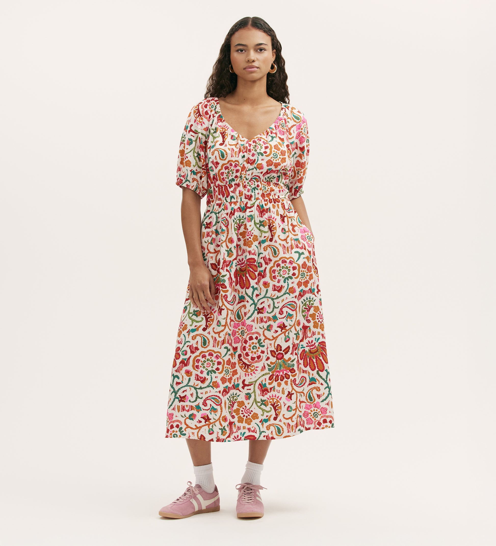 Estee Ivory Floral Midi Smock Dress Estee Ivory Floral Midi Smock Dress
