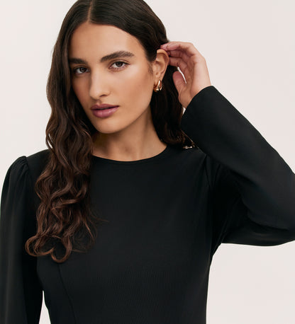 Eva Black Ponte Jersey Short Dress