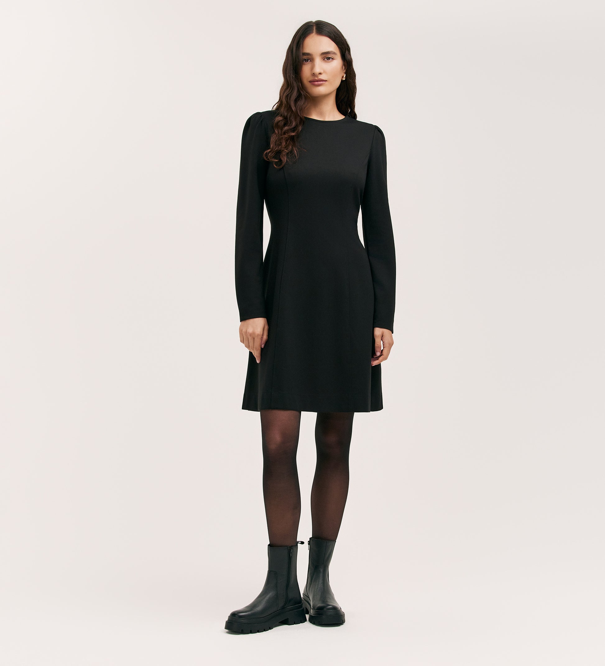 Jersey Short Dress | Black Shift Dress with Sleeves | Finery London Jersey Short Dress | Black Shift Dress with Sleeves | Finery London