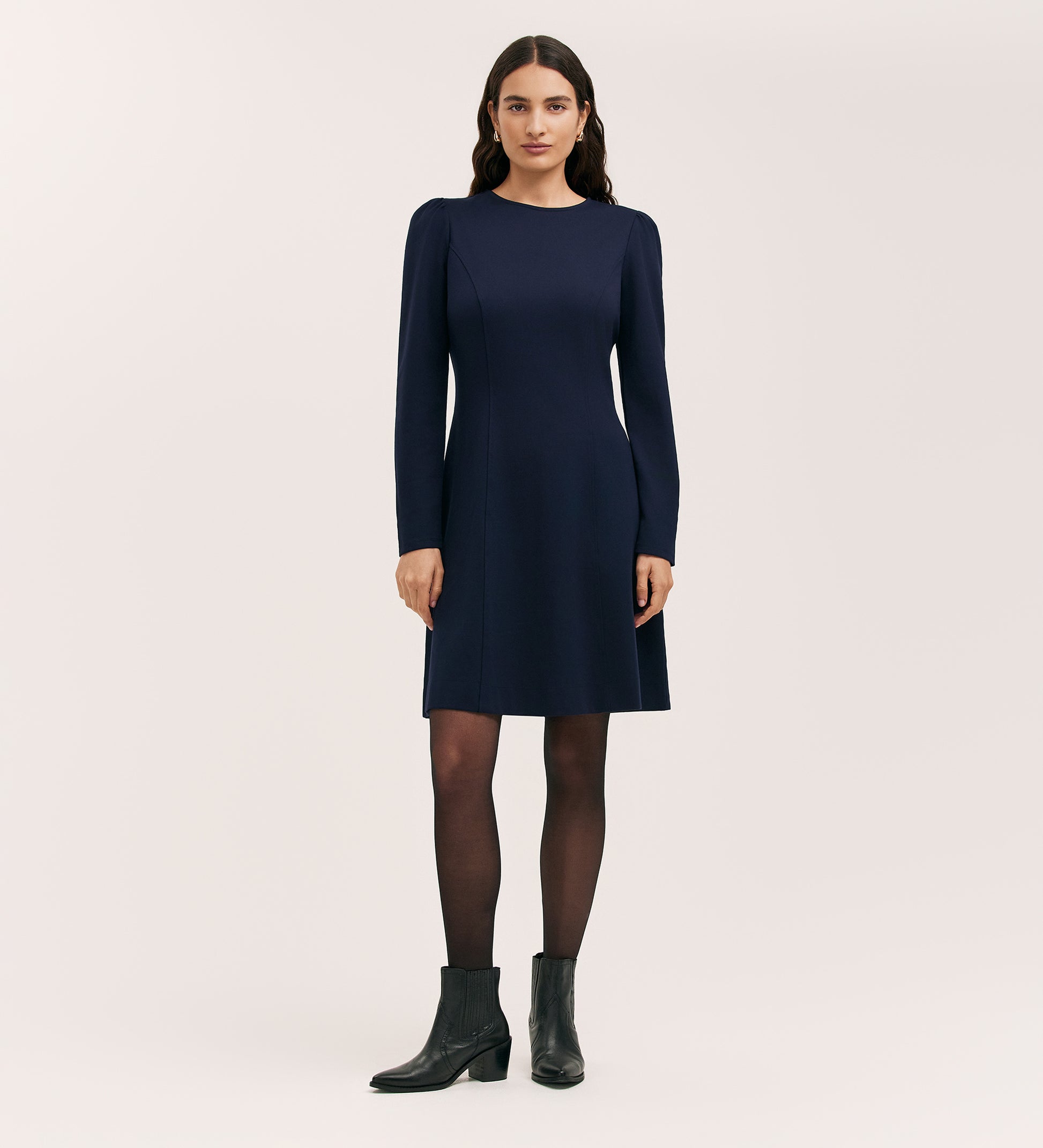 Jersey Short Dress | Navy Shift Dress with Sleeves | Finery London Jersey Short Dress | Navy Shift Dress with Sleeves | Finery London