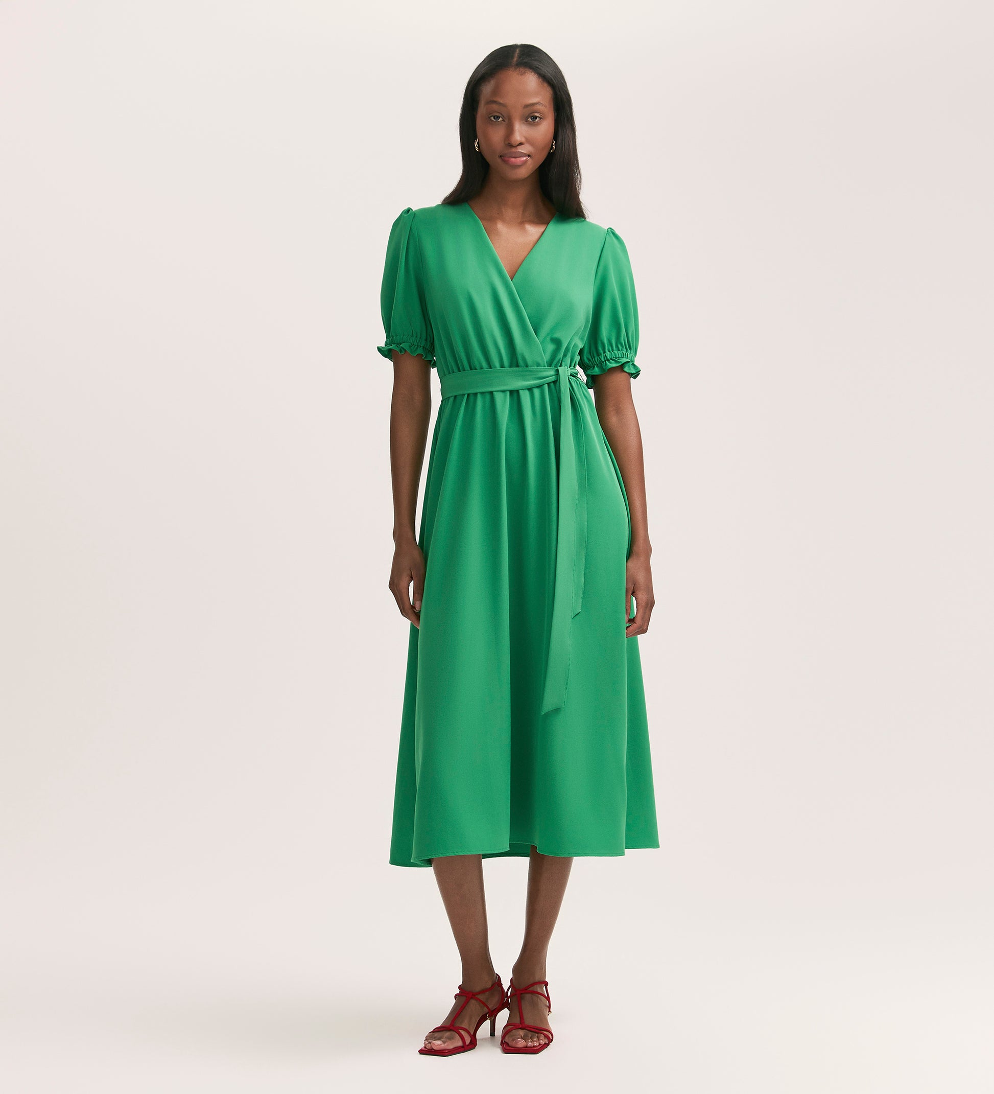 Everleigh Green Crepe Midi Dress Finery London Everleigh Green Crepe Midi Dress Finery London