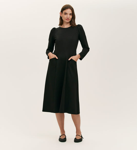 Felice Black Ponte Jersey Midi Dress
