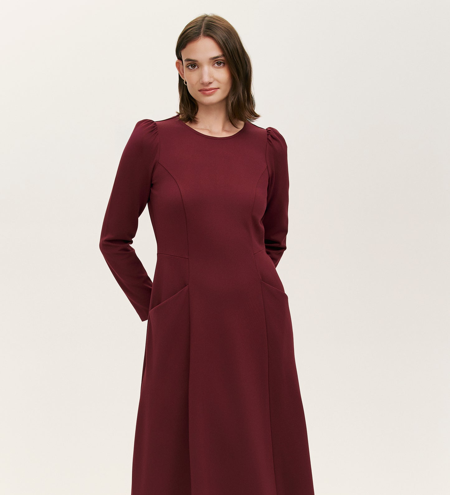 Felice Burgundy Ponte Jersey  Midi Dress