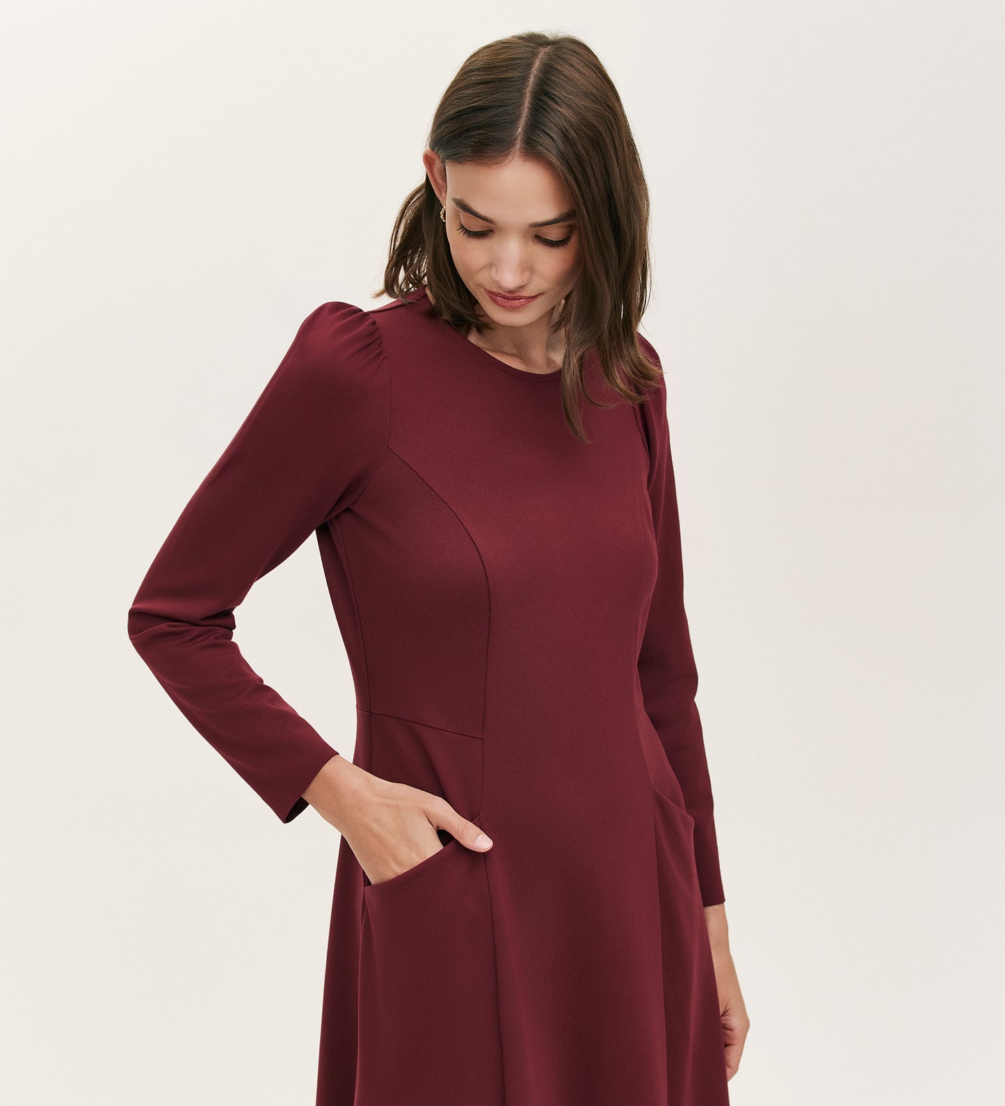 Felice Burgundy Ponte Jersey  Midi Dress