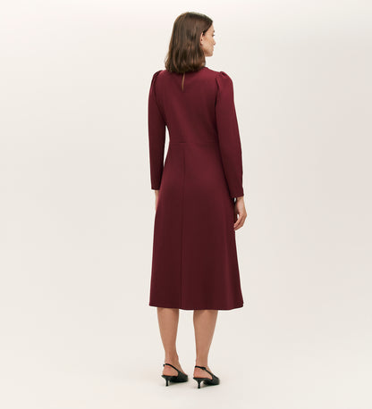 Felice Burgundy Ponte Jersey  Midi Dress
