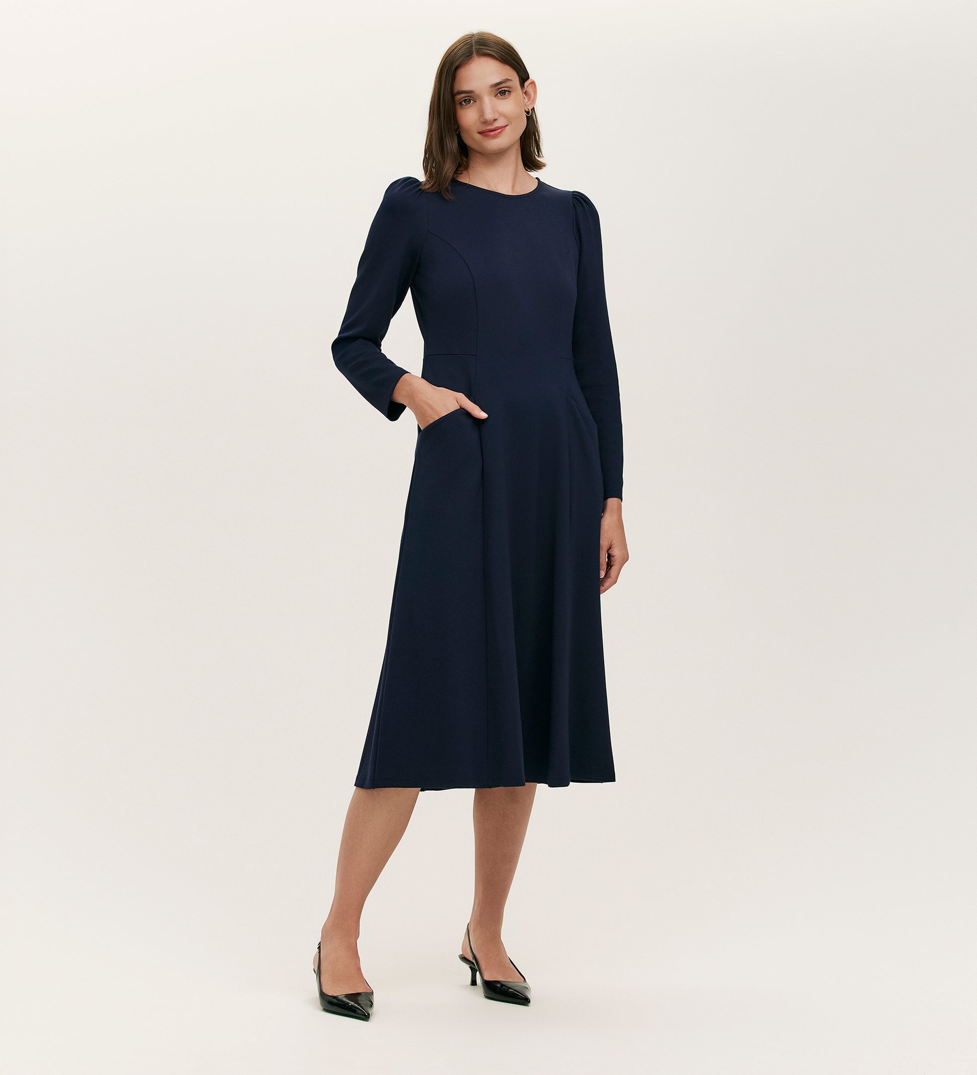 Felice Navy Ponte Jersey Midi Dress | Finery London Felice Navy Ponte Jersey Midi Dress | Finery London