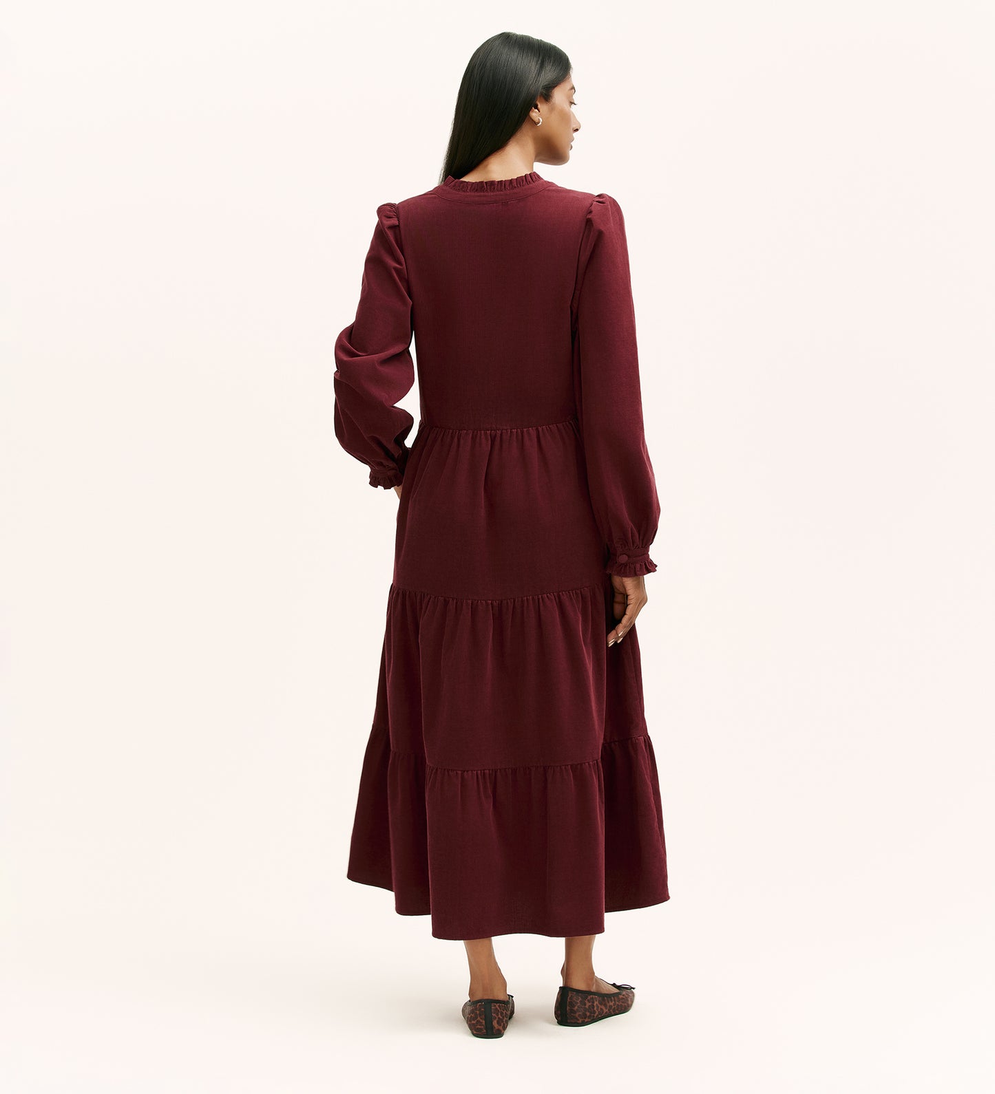 Gianna Burgundy Corduroy Midi Dress