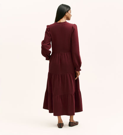 Gianna Burgundy Corduroy Midi Dress