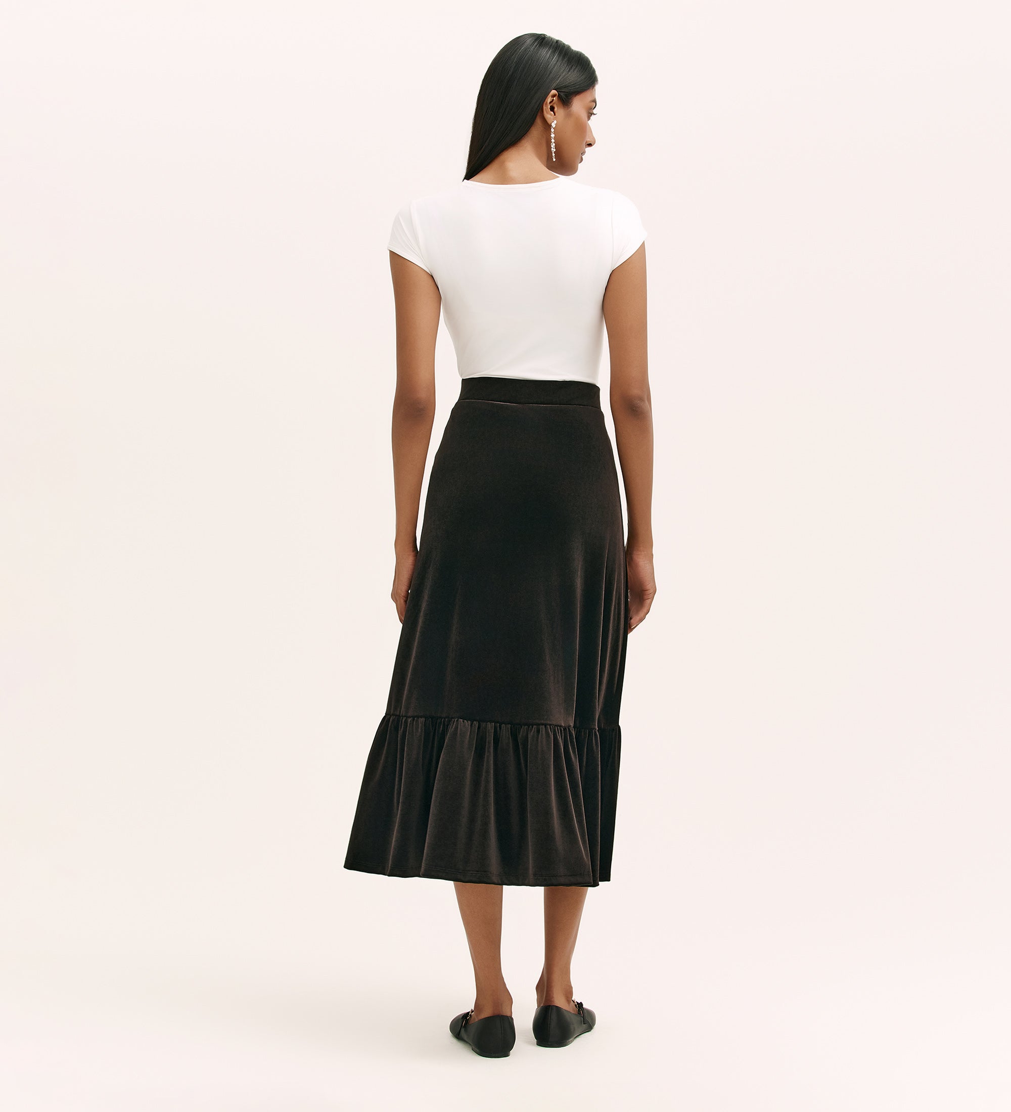 Joline Black Velvet Midi Skirt – Finery London