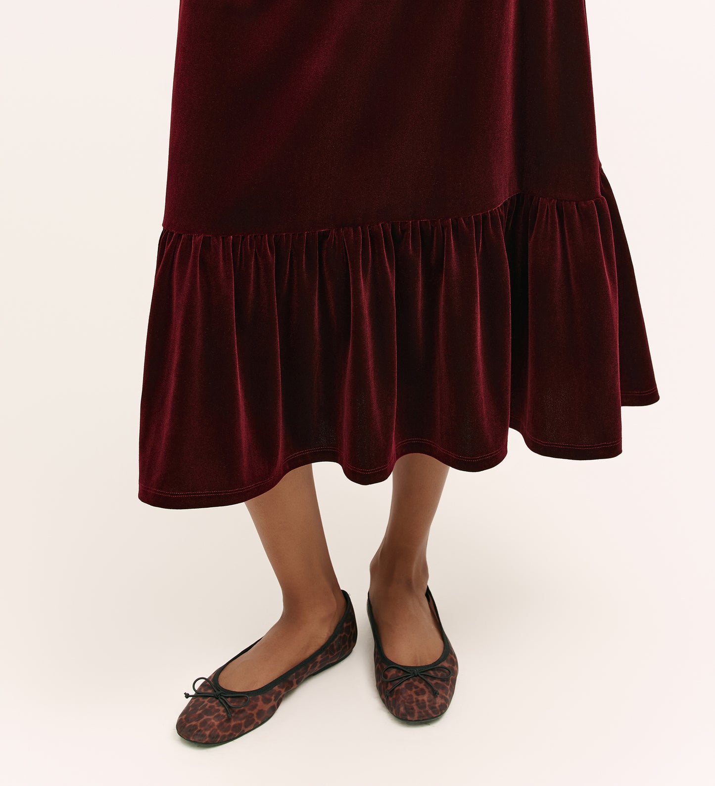 Joline Burgundy Velvet Midi Skirt