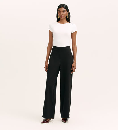 Kenzie Black Ponte Jersey Wide Leg Trousers