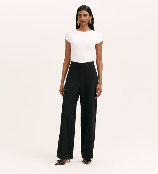 Kenzie Black Ponte Jersey Wide Leg Trousers