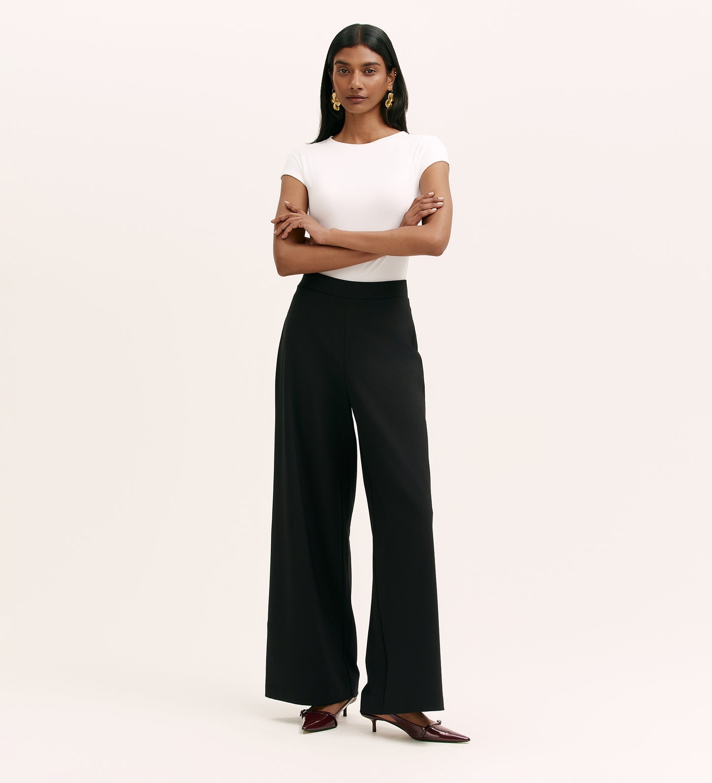 Kenzie Black Ponte Jersey Wide Leg Trousers