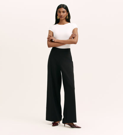 Kenzie Black Ponte Jersey Wide Leg Trousers