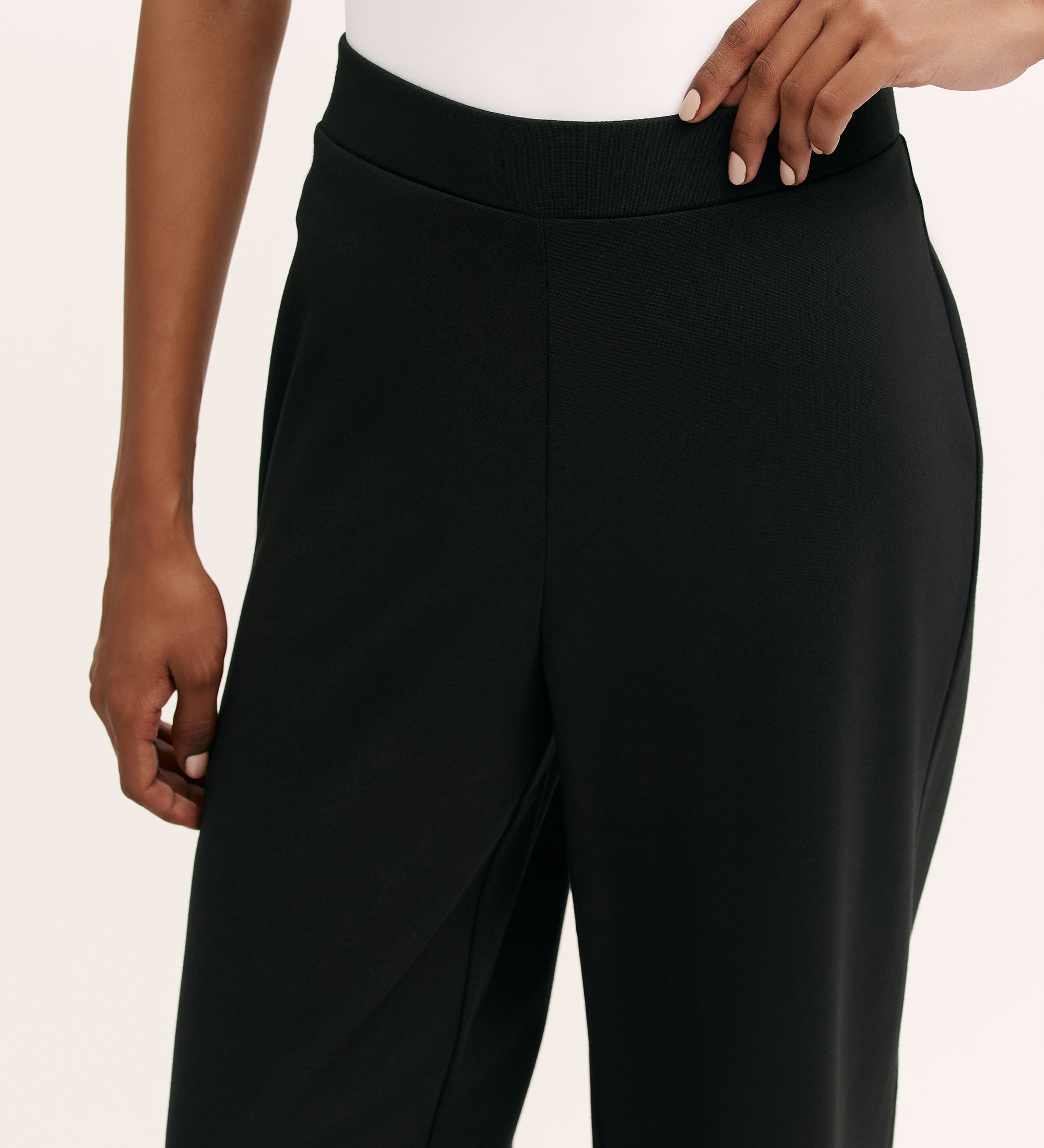 Kenzie Black Ponte Jersey Wide Leg Trousers – Finery London