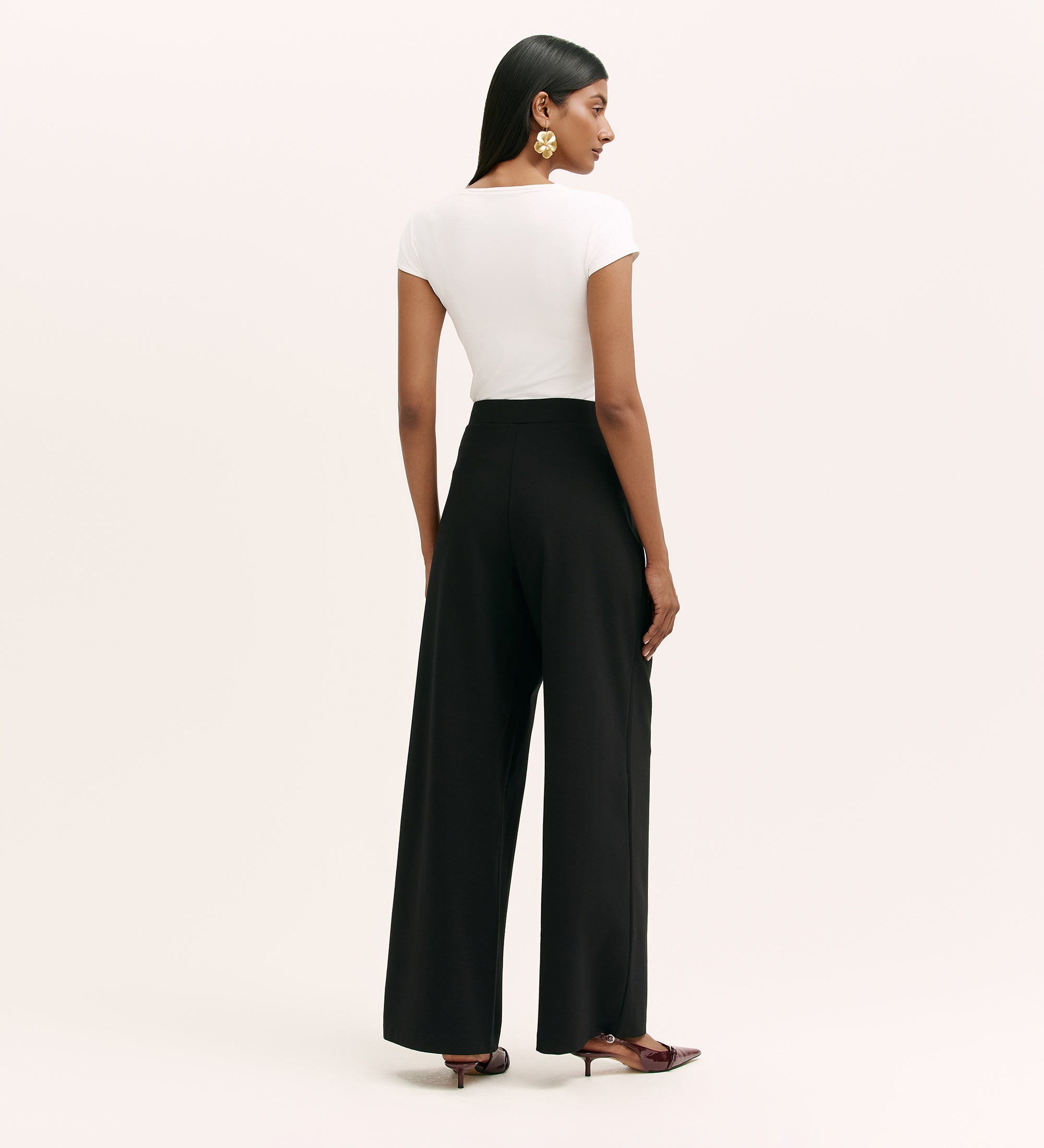 Kenzie Black Ponte Jersey Wide Leg Trousers – Finery London