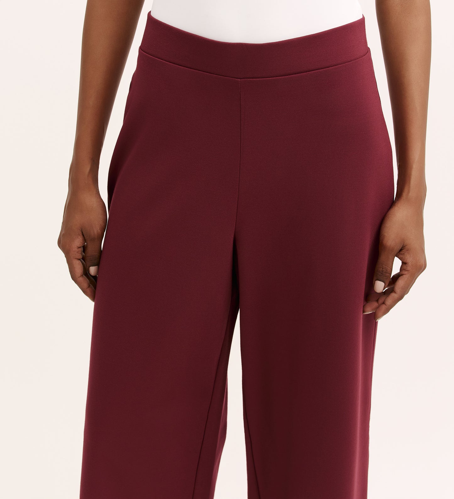 Kenzie Burgundy Ponte Jersey Wide Leg Trousers