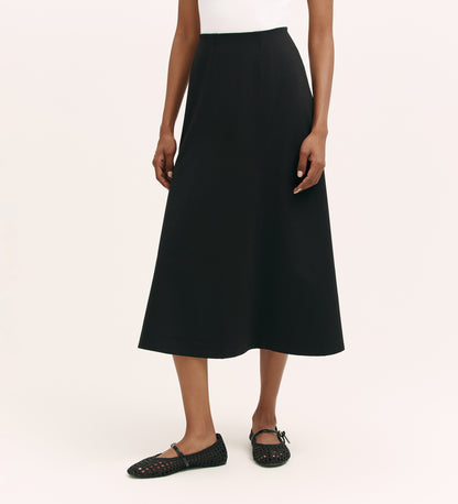 Mae Black Ponte Jersey Midi Skirt
