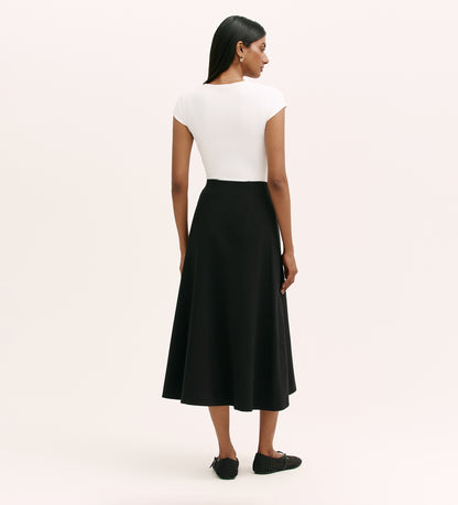 Mae Black Ponte Jersey Midi Skirt