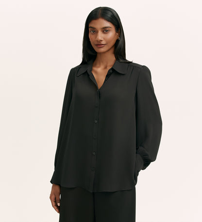 Melina Black Crepe Blouse