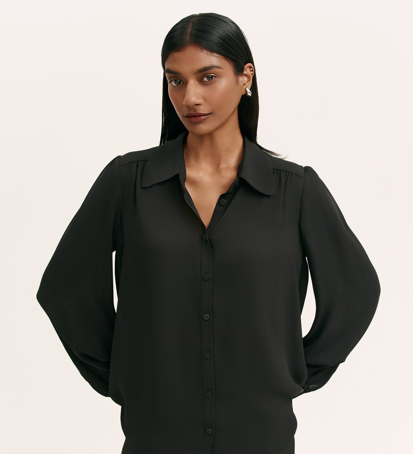 Melina Black Crepe Blouse
