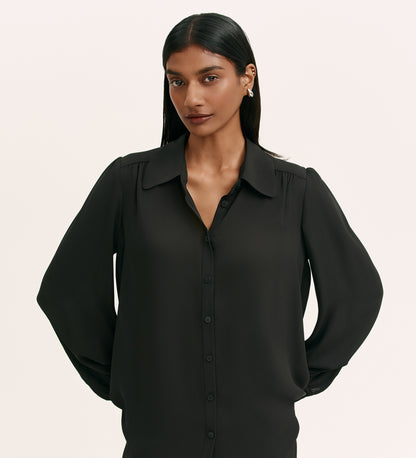 Melina Black Crepe Blouse
