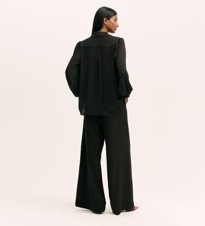 Melina Black Crepe Blouse