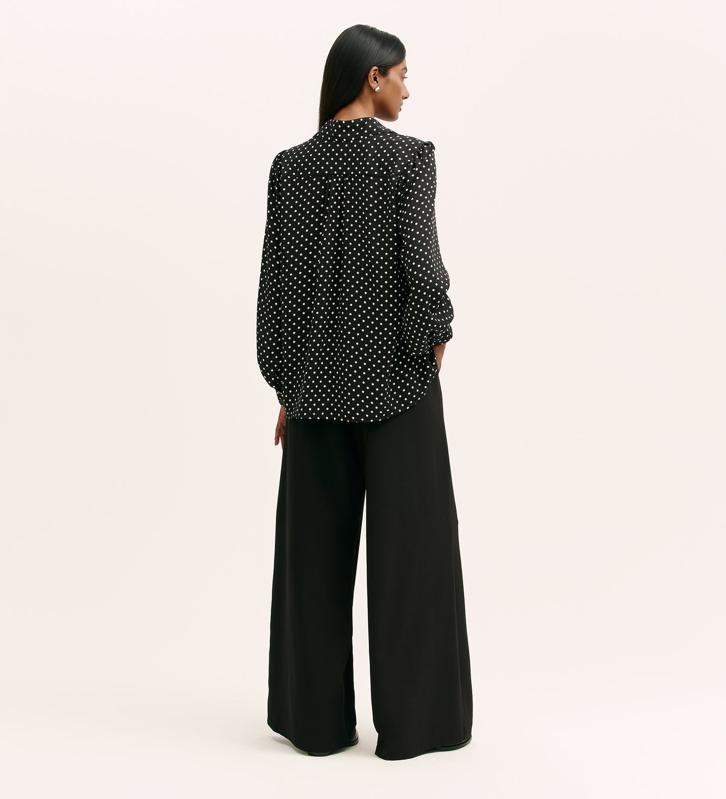 Melina Black Polka Dot Crepe Blouse