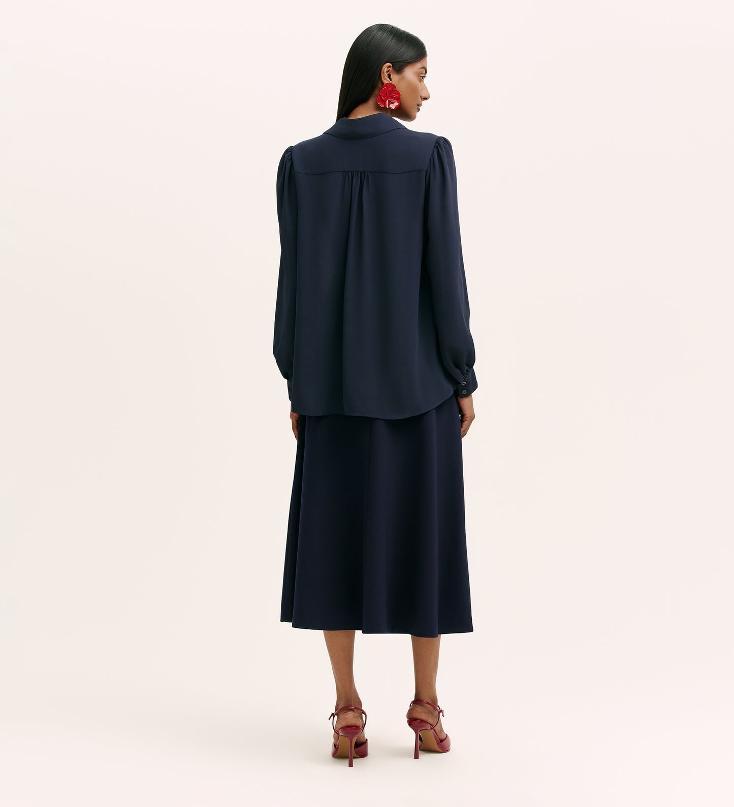 Melina Navy Crepe Blouse
