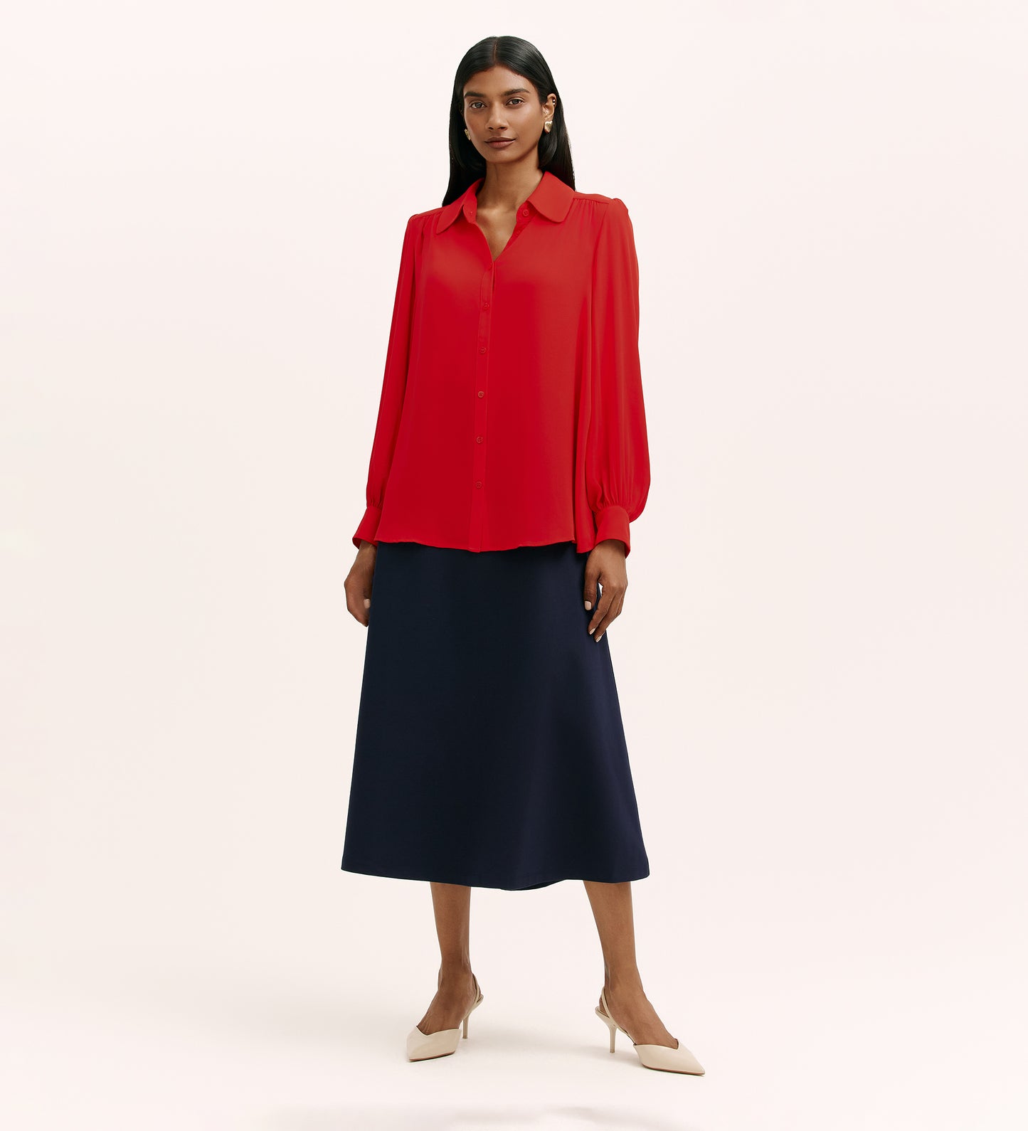 Melina Red Crepe Blouse
