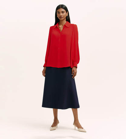 Melina Red Crepe Blouse
